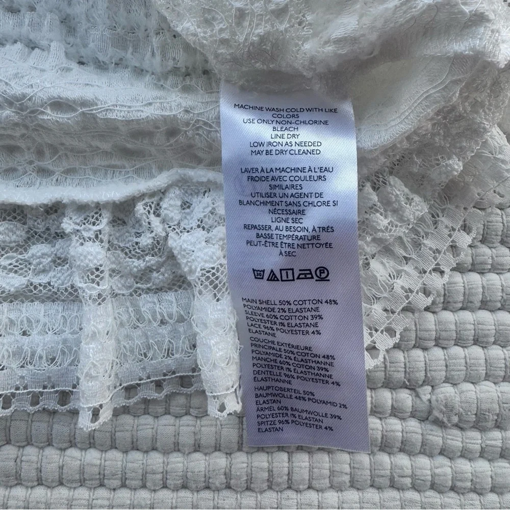 Anthro Lace Ruffle Blouse White Boho Romantic Top M NWT